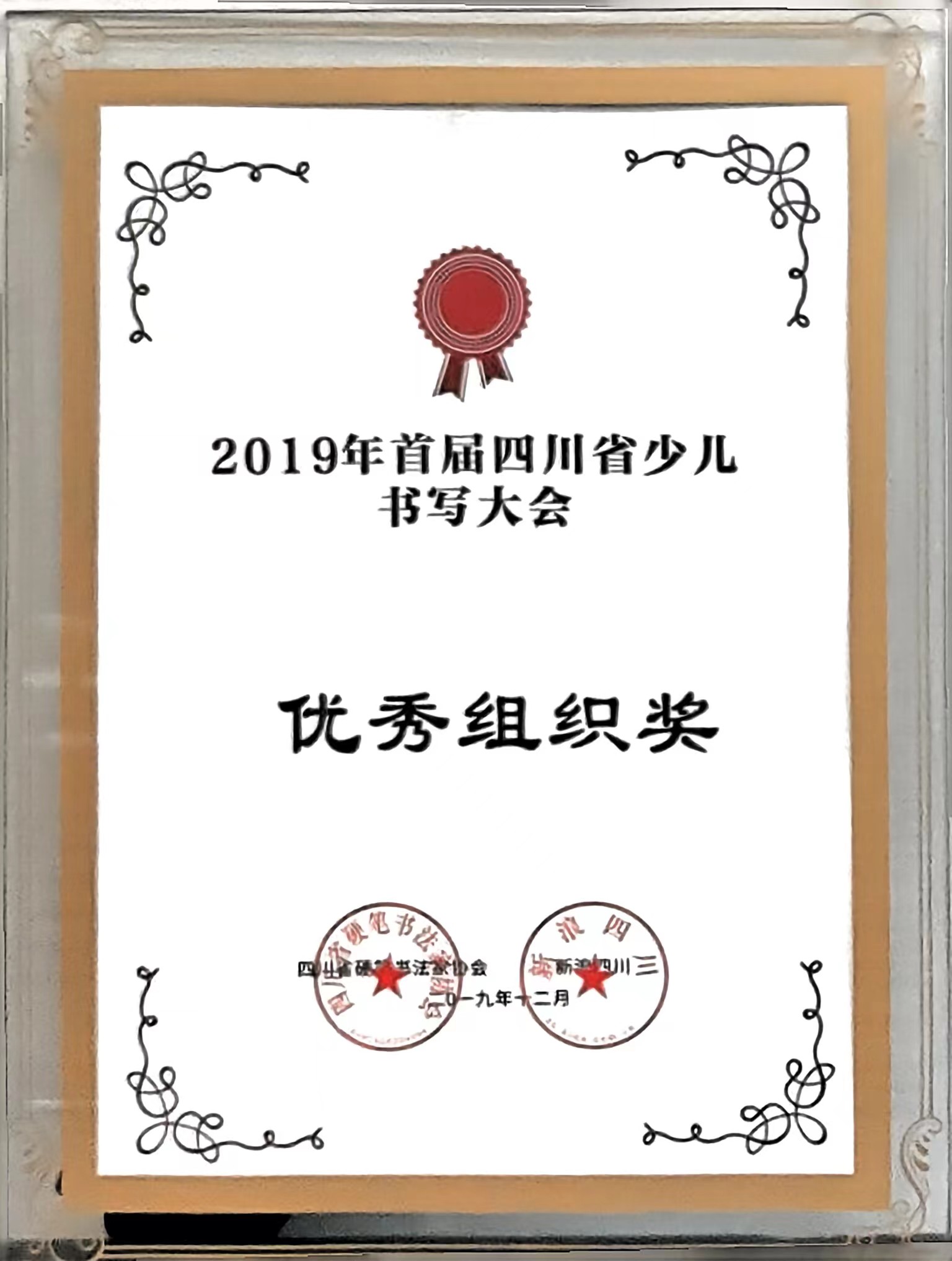 2019年12月首屆四川省少兒書寫大會：優秀組織獎
